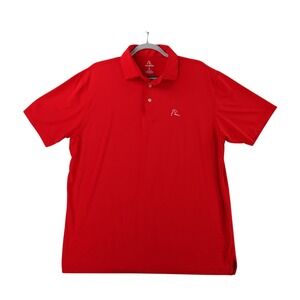 Rhoback Polo Shirt Mens L Red Short Sleeve Performance Stretch Golf Dog Logo Top